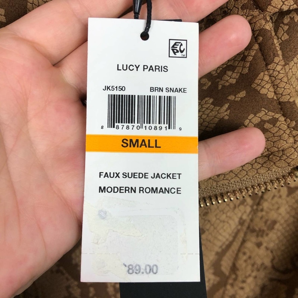 Lucy Paris Snakeskin Moto Jacket Brown Tan Size Small - Picture 7 of 10